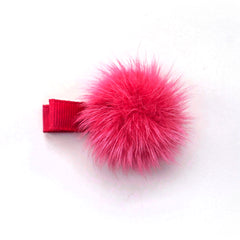 Shocking Pink Pom Pom Hair Clip