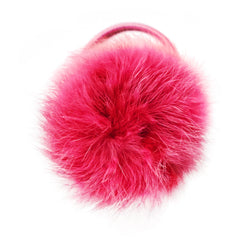 Large Shocking Pink Pom Pom Hair Elastic