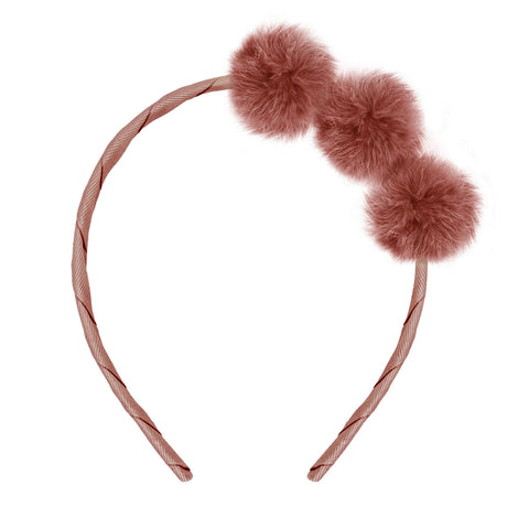 Small Dusty Coral Pom Pom Alice Band