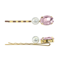 Pearl & Crystal Hair Pin Rose Pink