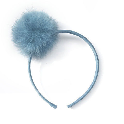 Large Antique Blue Pom Pom Alice Band