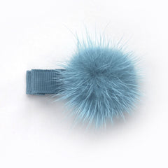 Antique Blue Pom Pom Hair Clip