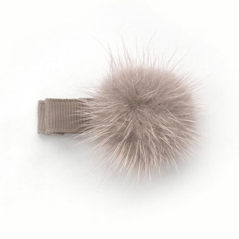 Antique Mauve Pom Pom Hair Clip