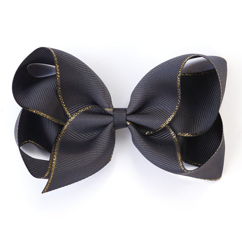 Large Charcoal Gold Edge Hair Clip