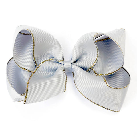 Large Shell Grey Gold Edge Hair Clip