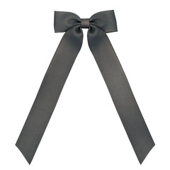 Medium Charcoal Long Tail Grosgrain Hair Clip