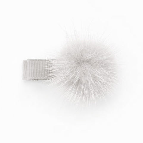 Off White Pom Pom Hair Clip
