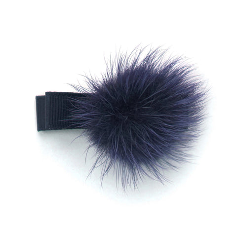 Peacoat Pom Pom Hair Clip