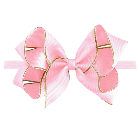 Large Icy Pink Gold Edge Baby Headband