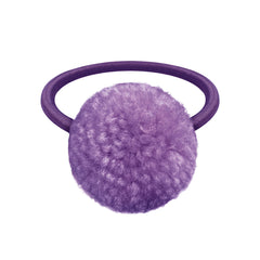 Regal Purple Wool Pom Pom Hair Elastic