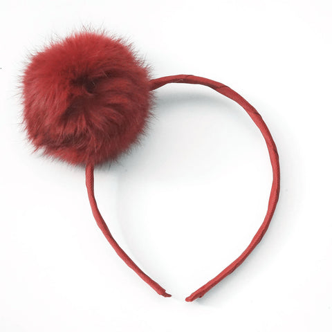 Large Scarlet Pom Pom Alice Band