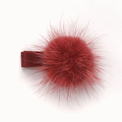 Scarlet Pom Pom Hair Clip