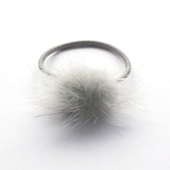 Silver Pom Pom Elastic