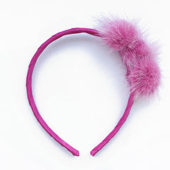 Small Raspberry Rose Pom Pom Alice Band