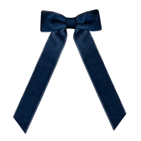 Medium Ensign Blue Long Tail Velvet Hair Clip
