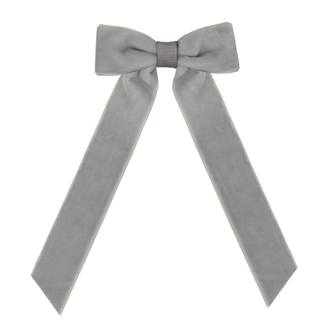 Medium Silver Long Tail Velvet Hair Clip