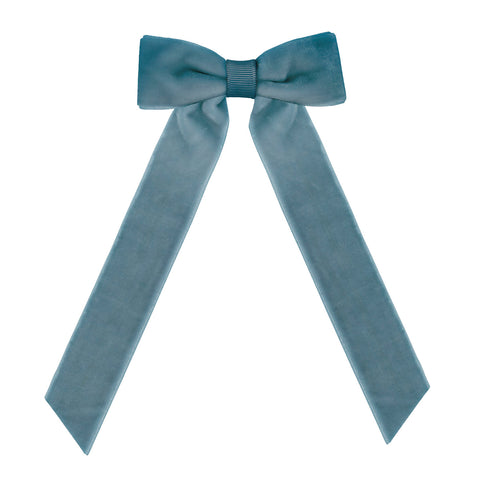 Medium Antique Blue Long Tail Velvet Hair Clip
